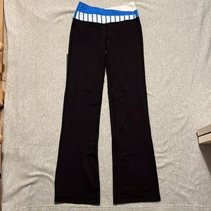 Lululemon Athletica Black Leggings Blue Waistband